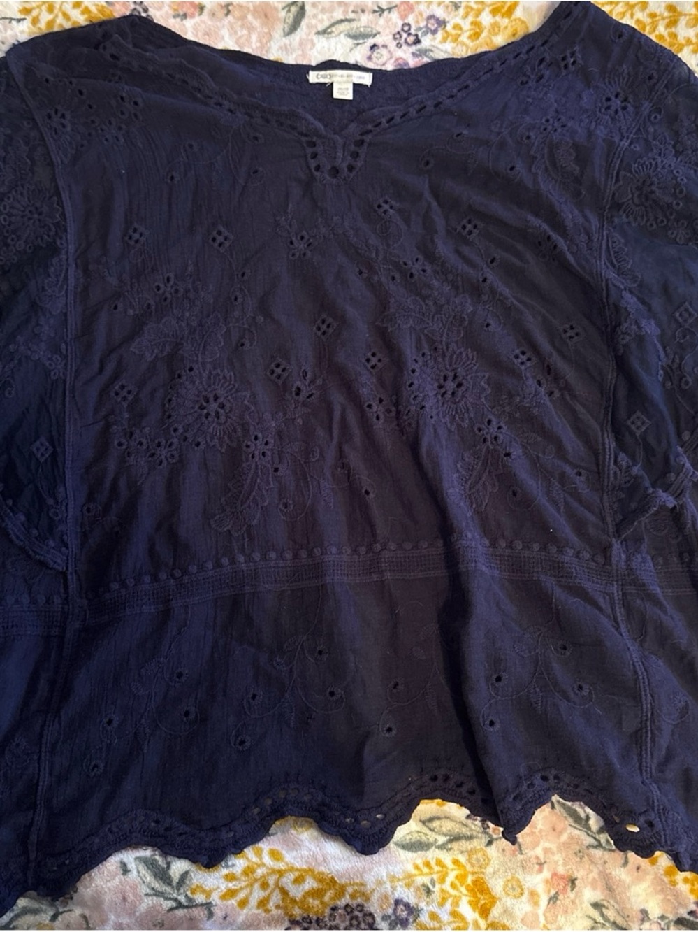 Catherines Navy Eyelet Embroidered Tunic